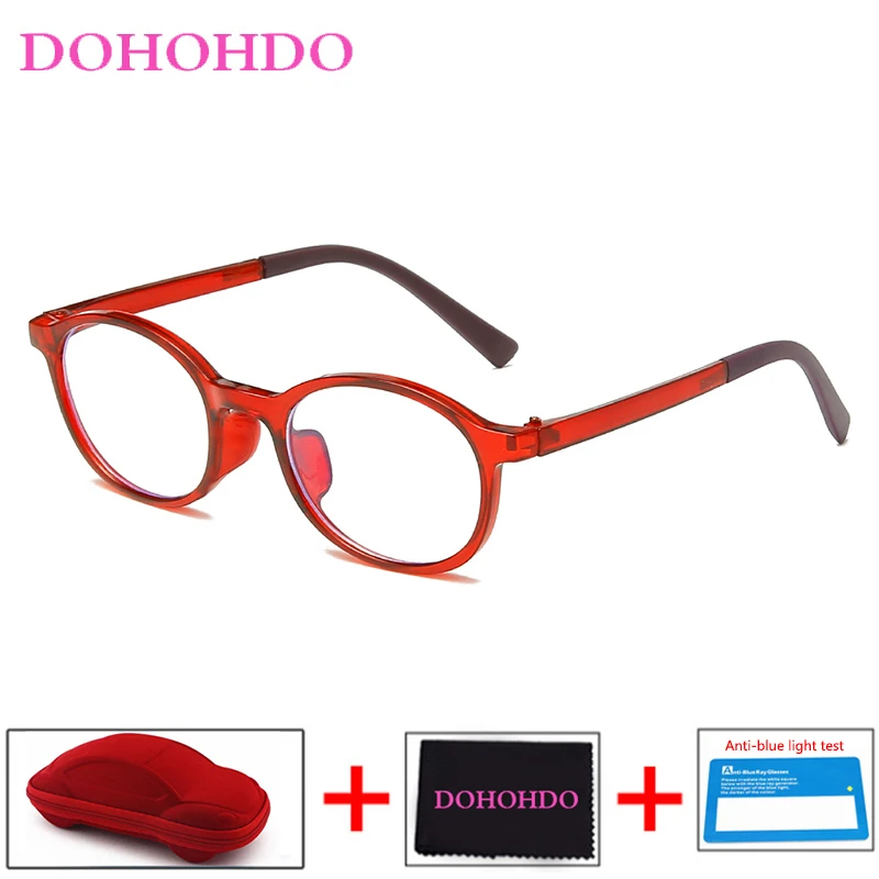 DOHOHDO New Baby Anti-blue Light Glasses Frame Brand Red Pink Green Frame Children Goggle Plain Glasses Kids Eyeglasses Eyewear