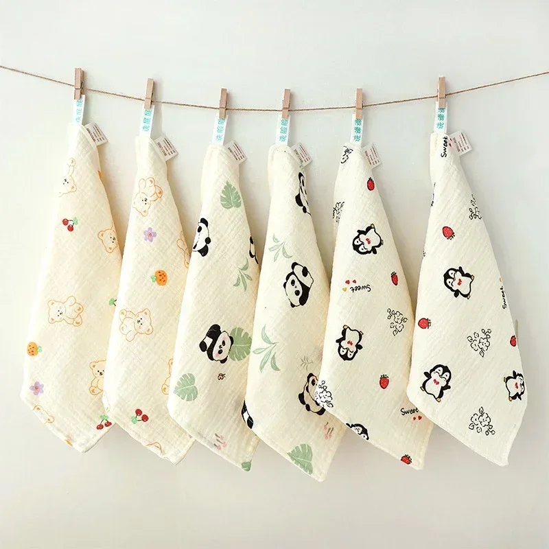 6pcs/set Baby Towel Set 25X25cm Cotton Muslin Squares Soft Guaze Face Hand Towel for Newborn Kids Burp Cloth Babies Accessories