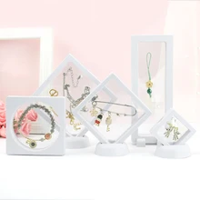 

Transparent Film Jewelry Packing Box Suspended Ring Earrings Display Stand Holder Coin Collection Gems Storage PE Membrane Case