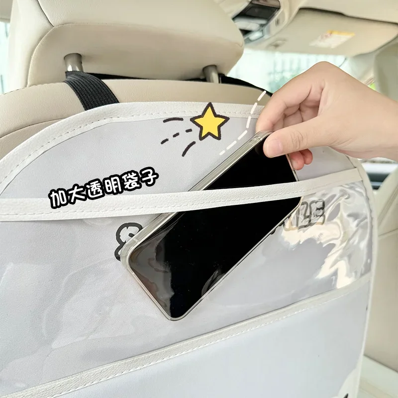 Car Seat Back Anti-Kick Pad Cartoon Cute Creative Leather Car Anti-Dirty Anti-Kick Pad Interior Supplies