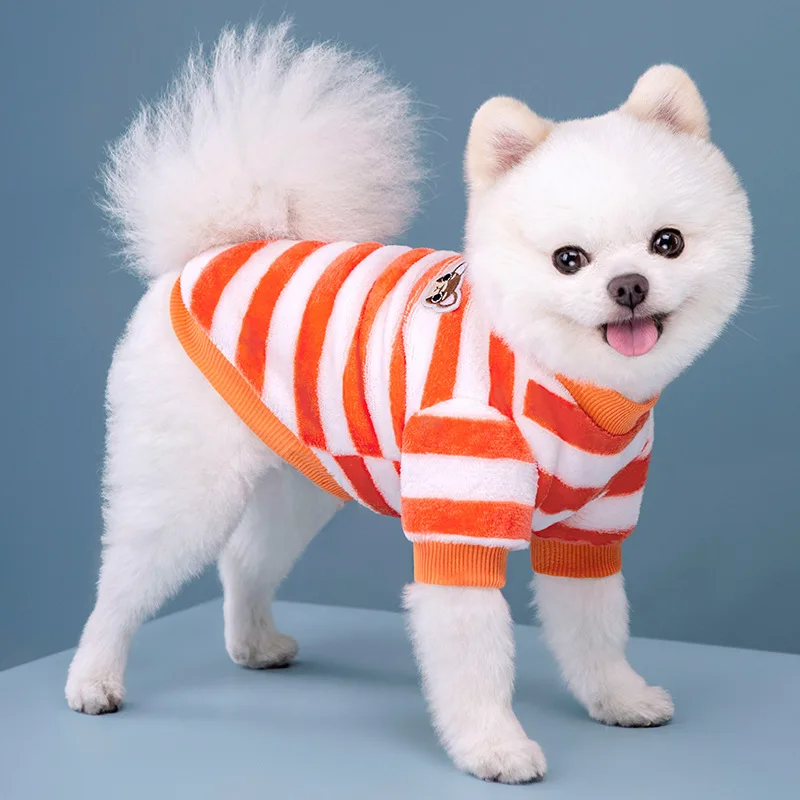 Soft Fleece Pet Clothes Small Dogs Winter Warm Vest Rainbow Striped Puppy Cats Chihuahua Poodle Shih Tzu Coats
