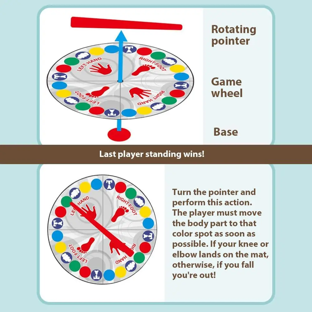 Twister Balance Game Interactive Floor Mat with Spinner Fun Family Party Game Gift for Kids Adults Team Indoor Outdoor Birthday 5