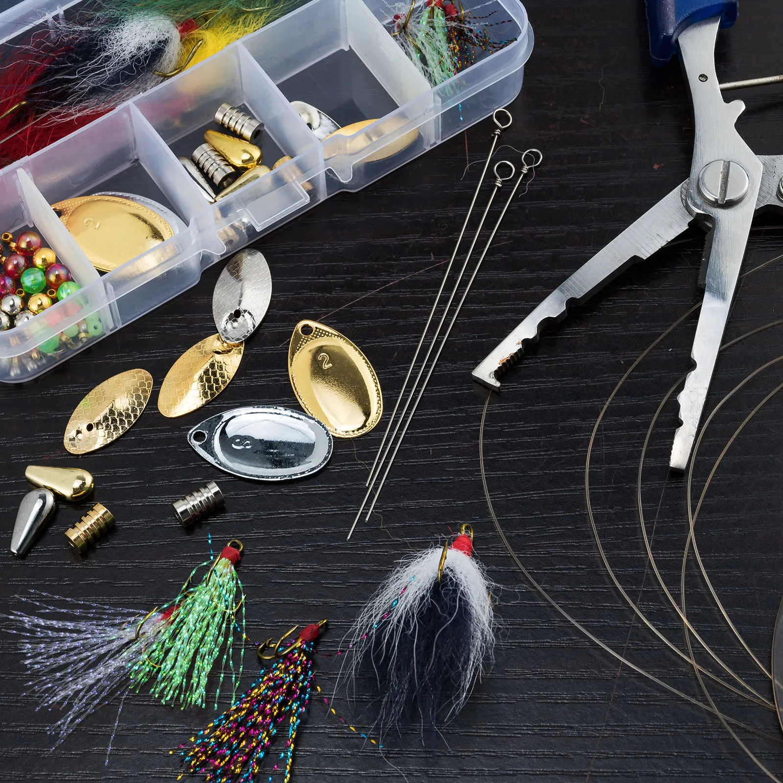 98pcs Inline Spinner Making Kit Spinner Body Blades Spinnerbait Rooster  Tail Trolling Walleye Rig Taxes Rig Freshwater Trout