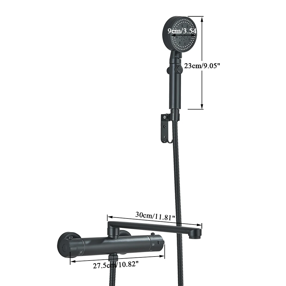 Thermostatic Shower Faucet Bathroom Black MixerTap Thermostat Wall Mounted Bathtub Thermostatic Shower Brass Thermostatic Mixer 6