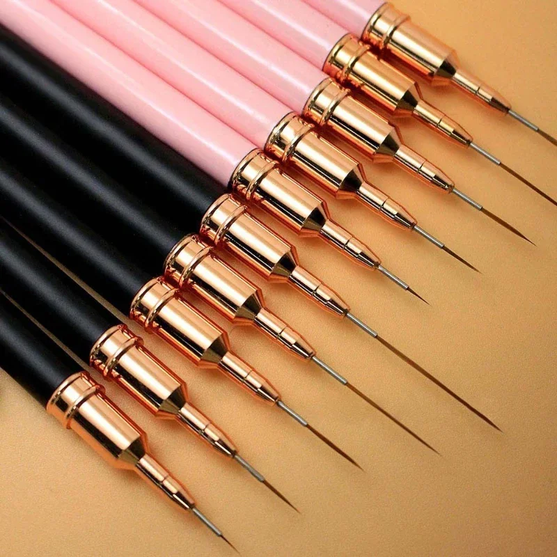 Nail Art Brushes 5Pcs/Set Nail Art Liner Brushes Set Elongated Lines Striping Drawing UV Gel Painting Nail Design Pen Professional Manicure Tool