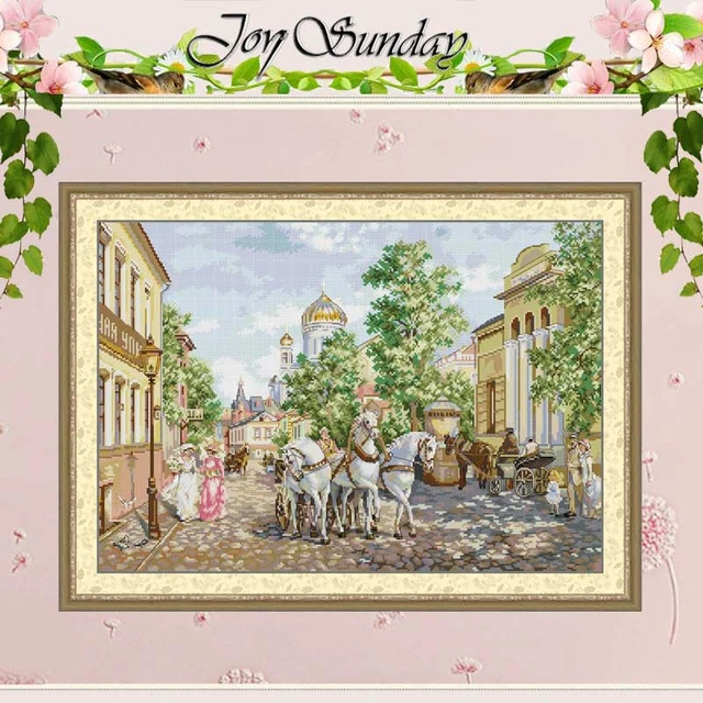Troika in Front of the Church Pattern Counted Cross Stitch Set DIY 11CT  14CT 16CT Stamped Cross-stitch Kit Embroidery Needlework - AliExpress