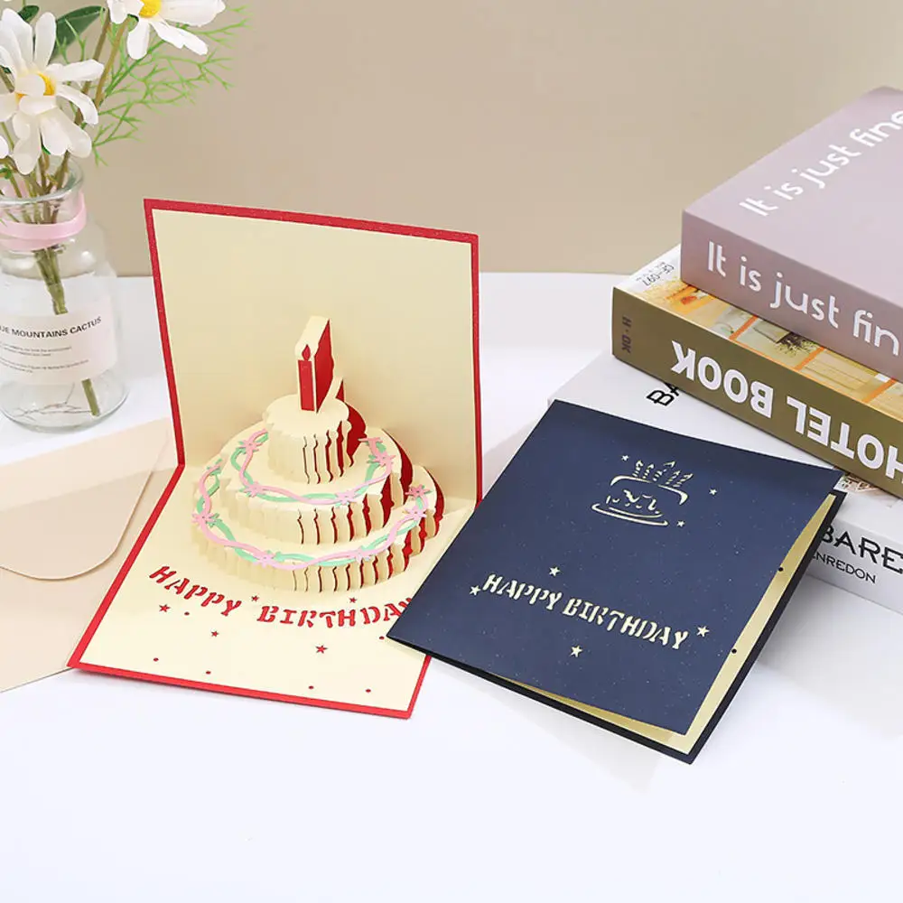 3D Pop Up Happy Birthday Greeting Invitation Cards Girl Kids Gift Card Thank You Card Vehicle Miniatures Postcard Party Supplies greeting cards