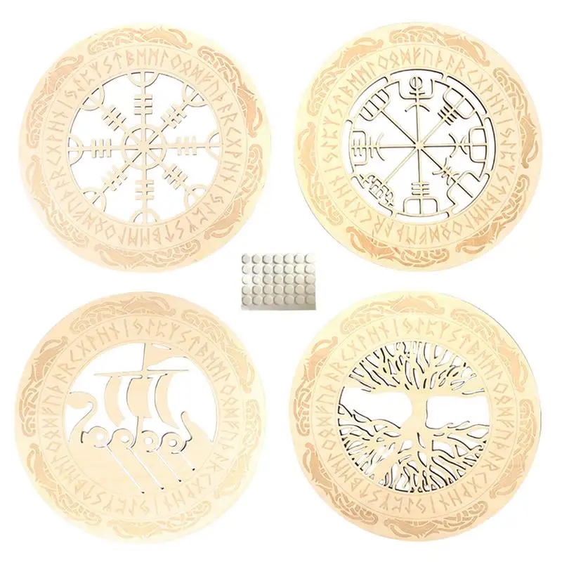 

Wall Art Viking Runes Wooden Wall Decor Celtic Family Trees 11.8'Viking Decor Black Vikings Rune Amulet Sign Home Office Decor