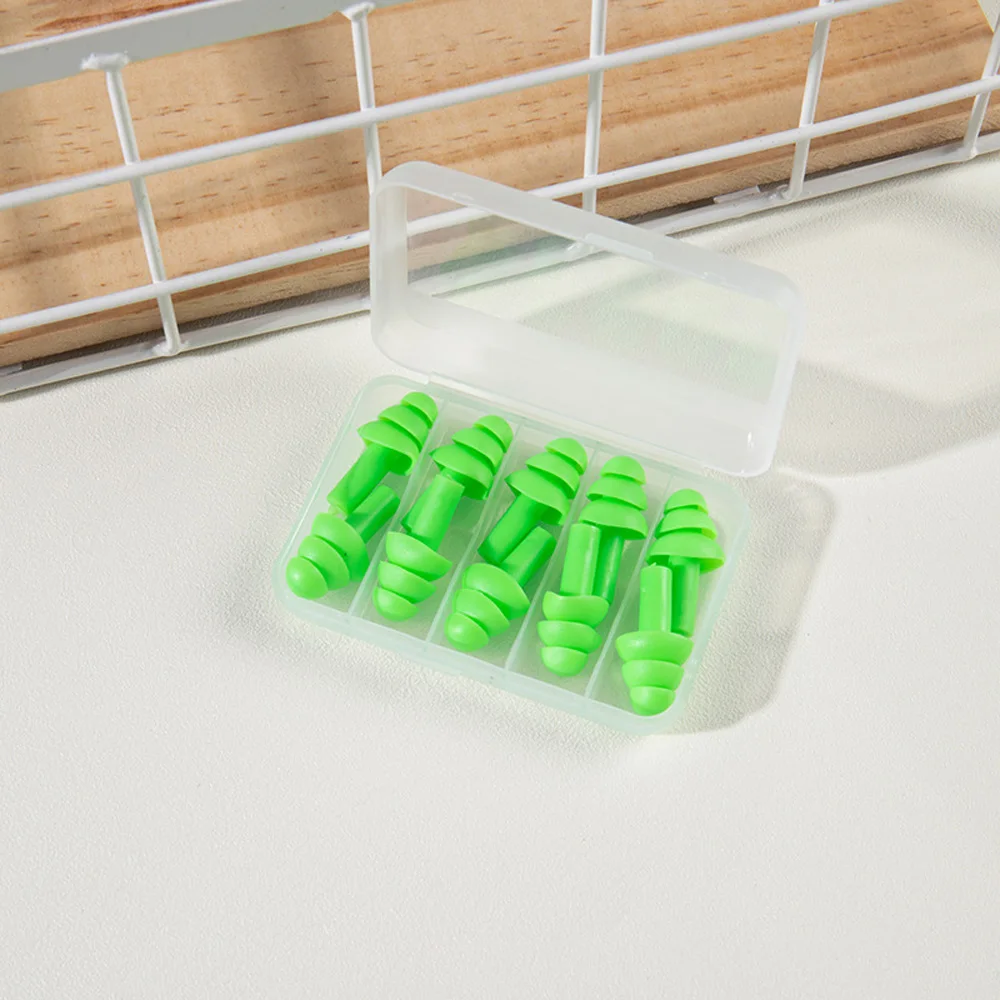 Silicone Noise-Reducing Comfort Earplugs - 5 Pairs for Sleep & Swimming