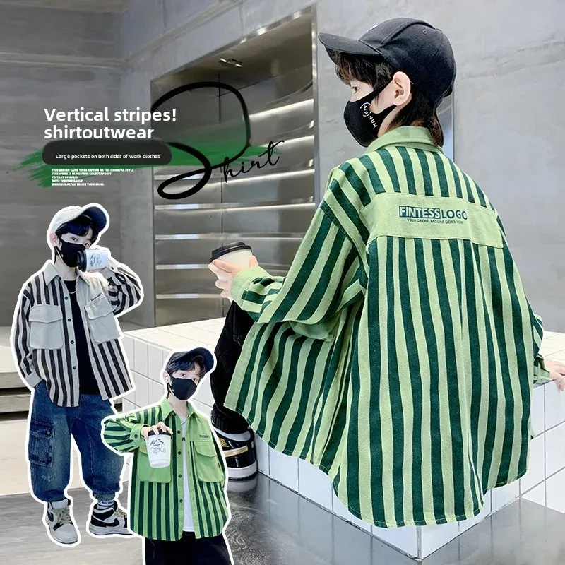 Cool Boys Plaid Shirt Autumn Fashionable Spring Summer Checkered Children's Clothing Large Size Kids AE Stock Origin China