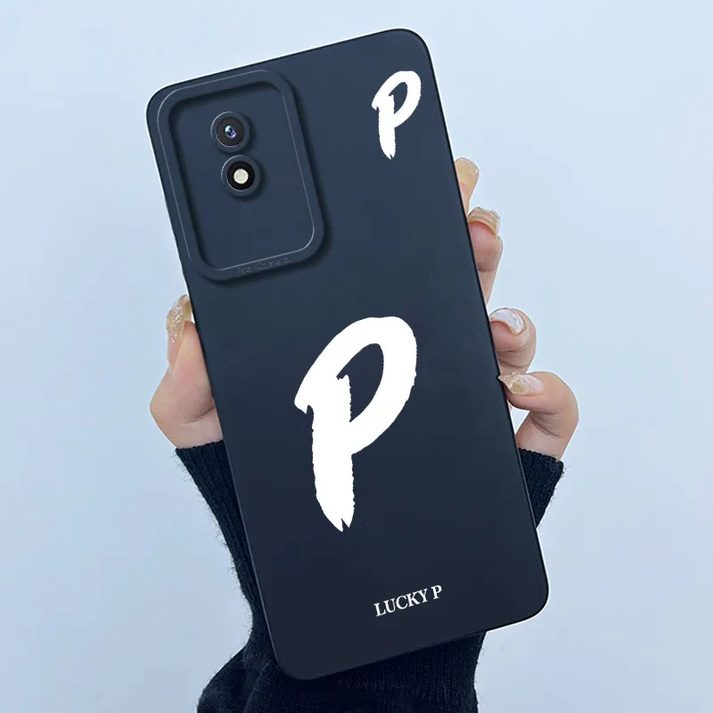 Lucky Initial Letter Silicone Soft Phone Case - Stylish Protective Bumper Cover