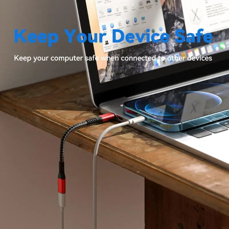 Type C Female to Male Charging Cable Data Blocker Adapter Cord for Phone Tablets M5TE