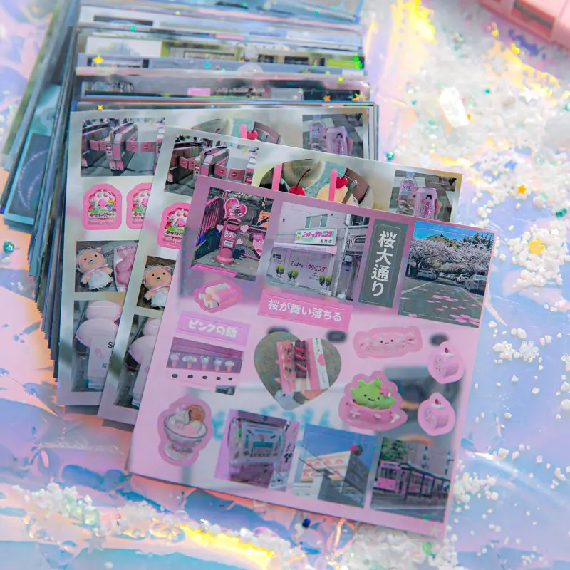 50 개/책 새로운 귀여운 일본 드림 코어 시리즈 스티커 전화 카메라 저널 엽서 DIY 콜라주 Kawaii 장식 스티커