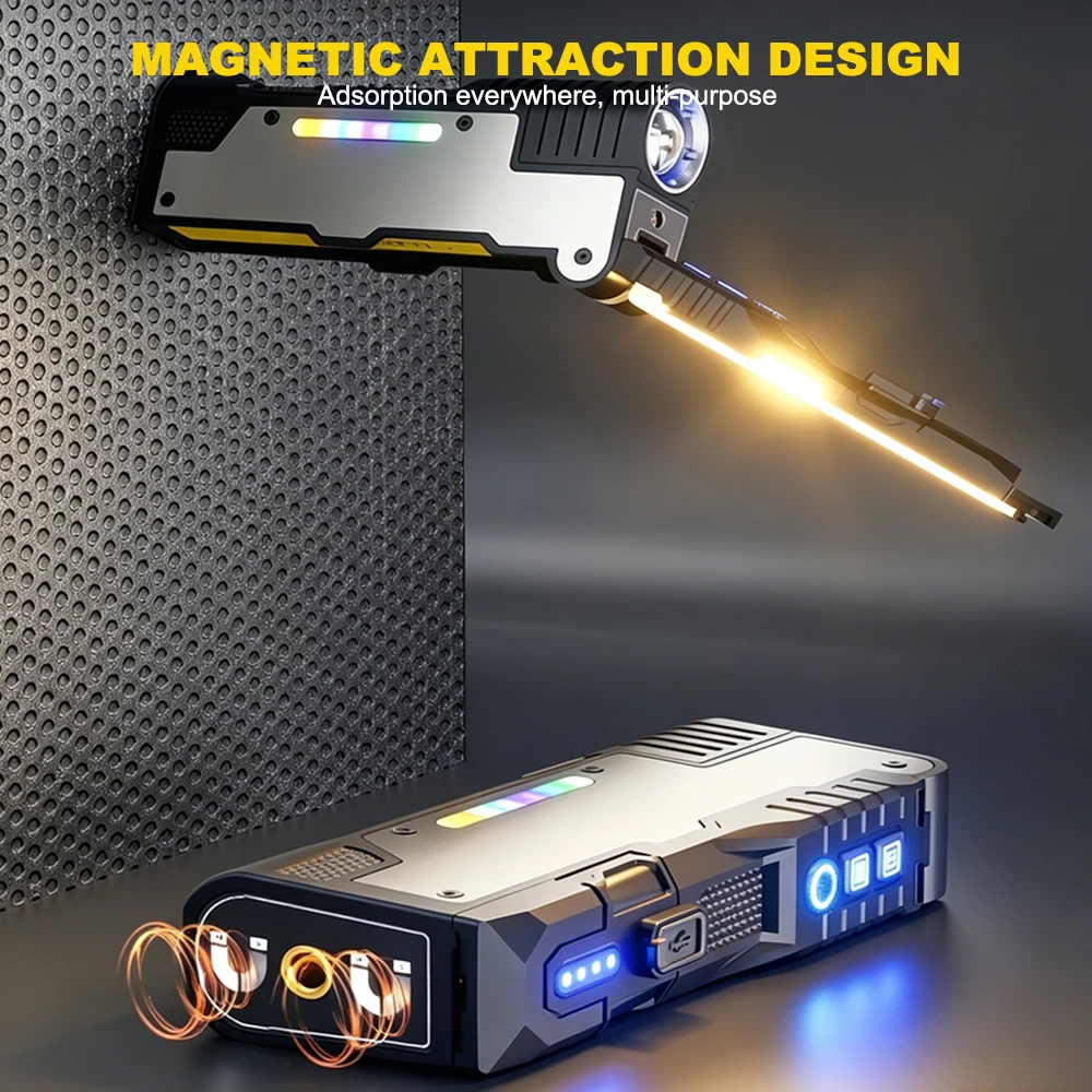 Asafee M20 다기능 접이식 자석 손전등 3 조명 형태 재충전식 토치 RGB 대기 LED 일 손전등