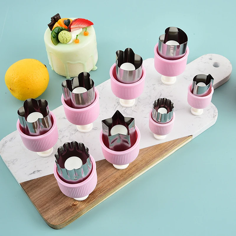 Baking Molds Fun Functional Vegetable Cutter Shapes Stainless Steel Press-type Mini Cookie Cutter For Kids