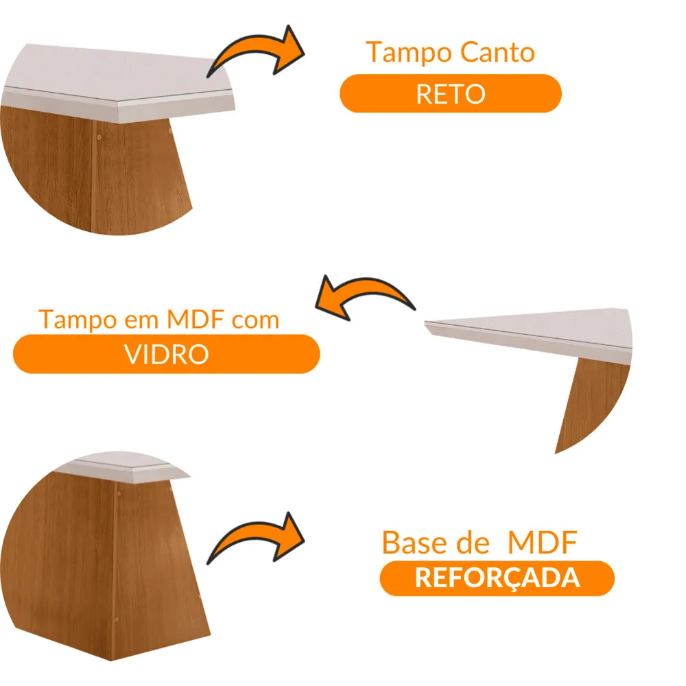 Mesa para Sala de Jantar Aida 120cm em MDF com Vidro 4
