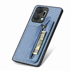 Luxury Leather Zipper Wallet Phone Case Cover for Moto G05 (Blue)