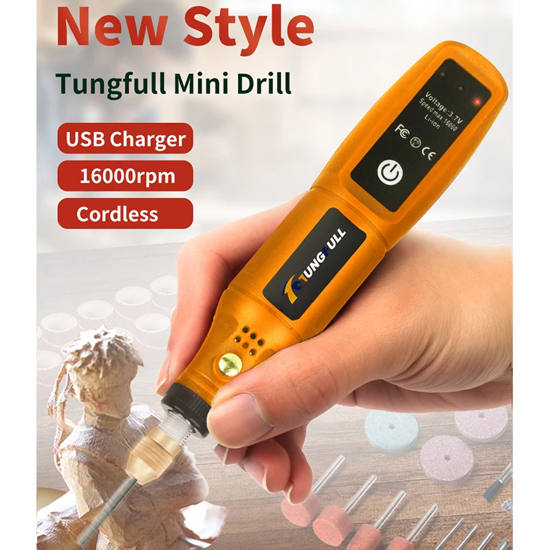 DIY Mini Rotary Tool USB Engraving Tool Dremel Tool Mini Grinder Machine Mini Wireless Drill Rechargeable Polishing Machine 6