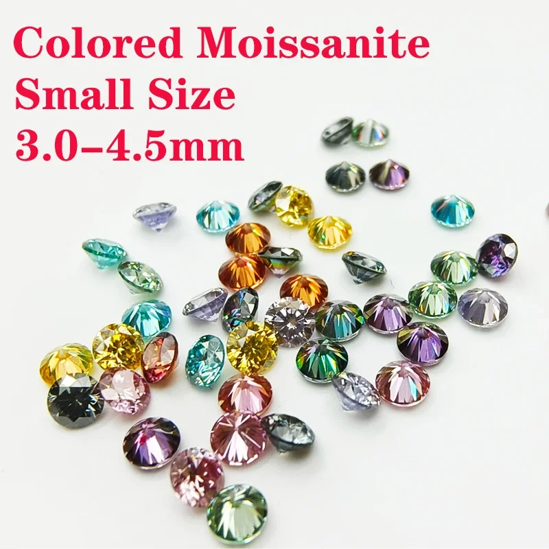 

Moissanite Round Shape 8 Hearts and 8 Arrows Cutting Small Size Colored Moissanites Beads for DIY Charms Jewelry Making Material
