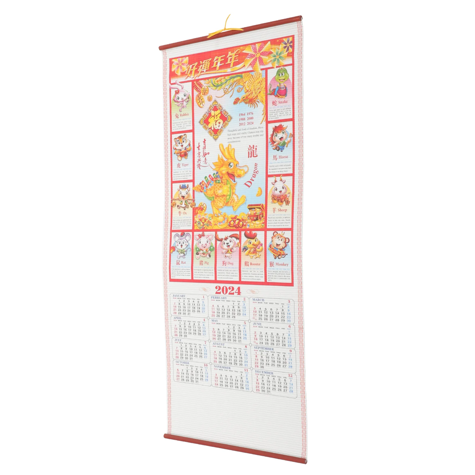 Delicate 2024 Wall Calendar Reel Chinese Dragon Hanging Decoration Rattan Paper