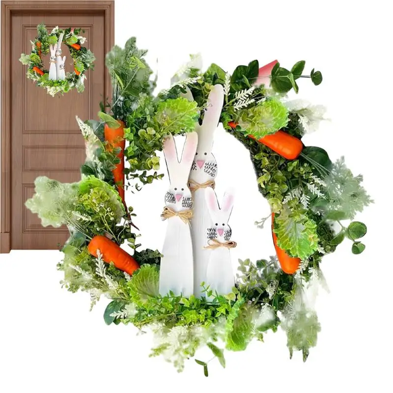 

Spring Wreath Artificial Carrot Green Leaves Front Door Wreath Farmhouse Rustic Flower Wreath Decorative Hangings Decorations