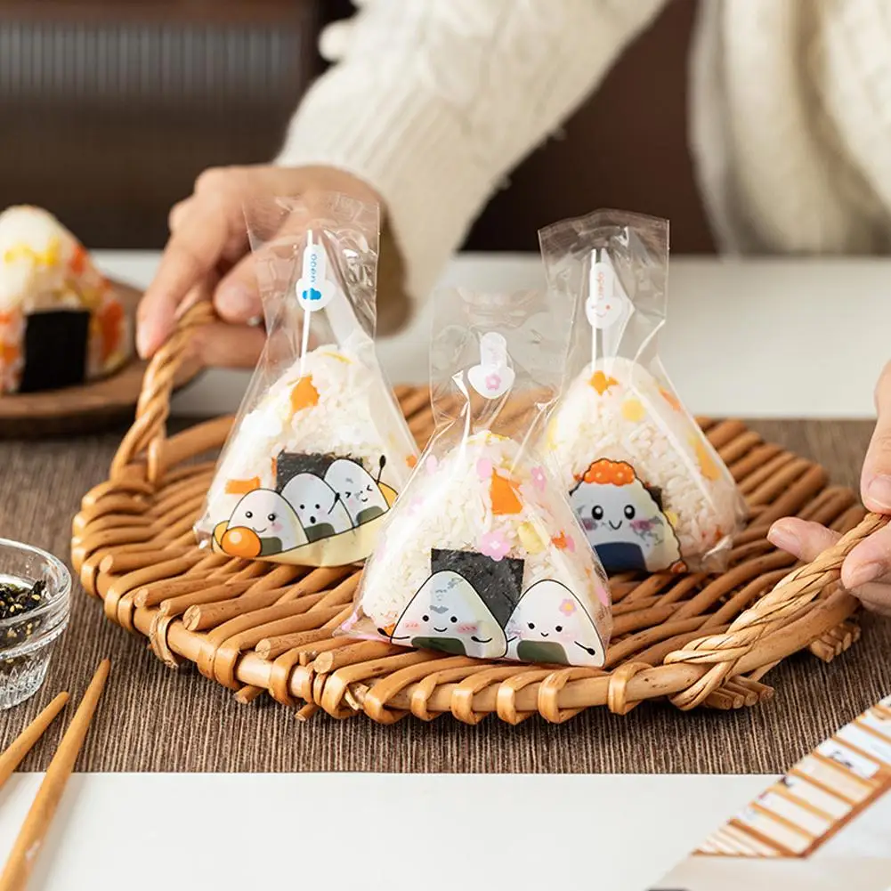 Sachet Bonbon Lot De 50 Sacs D'emballage Pour Boules De Riz Triangulaires, Joli Dessin Animé, Pour Nori, Onigiri, Sushi, Moule De Fabrication De Sushi, Accessoires Boule A Riz