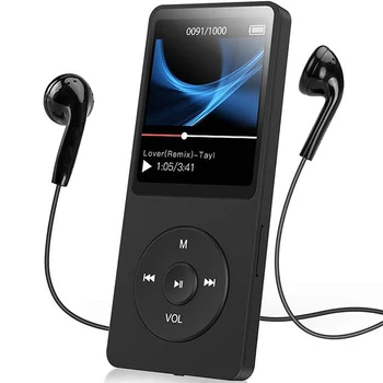 MP3 플레이어 블루투스 호환 컬러 스크린 MP4 워크맨 HIFI 음악 플레이어 지지대 128G TF 카드, 스피커 녹음기 포함 휴대용
