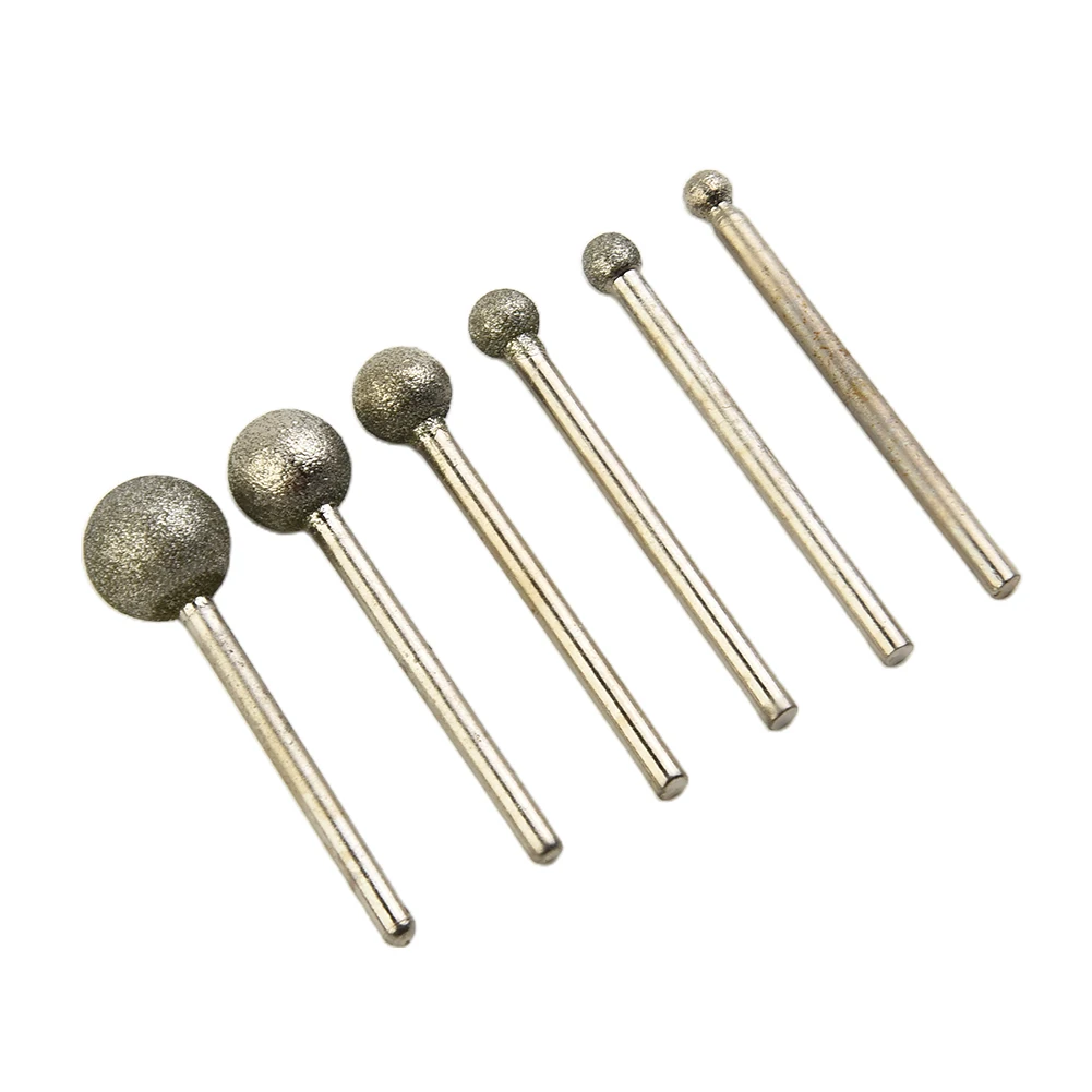 

New Practical Diamond Round Ball Burr Drill Bit Round Tool Tools 4-12mm 4/5/6/8/10/12mm 6 Piece 6pcs Ball Shape