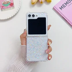 Colorful Transparent Glitter Shockproof Silicone Case with Four - Corner Protection - Z Flip 5 (White)