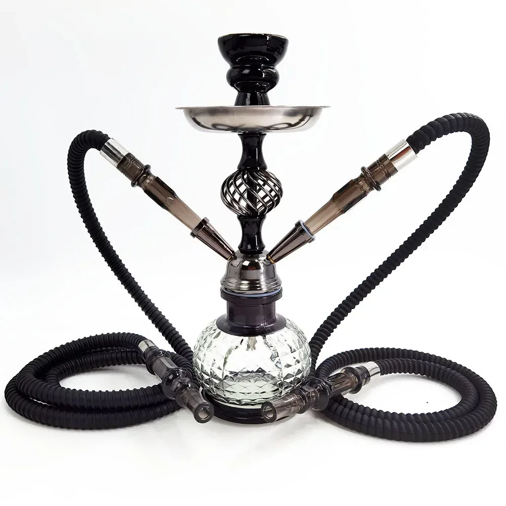 Mini Portable Metal Hookah Smoking Pipes Double Tubes Single Pipe Arabian Shisha Set Hooka Grass Full Lighters Accessories Home hookah set