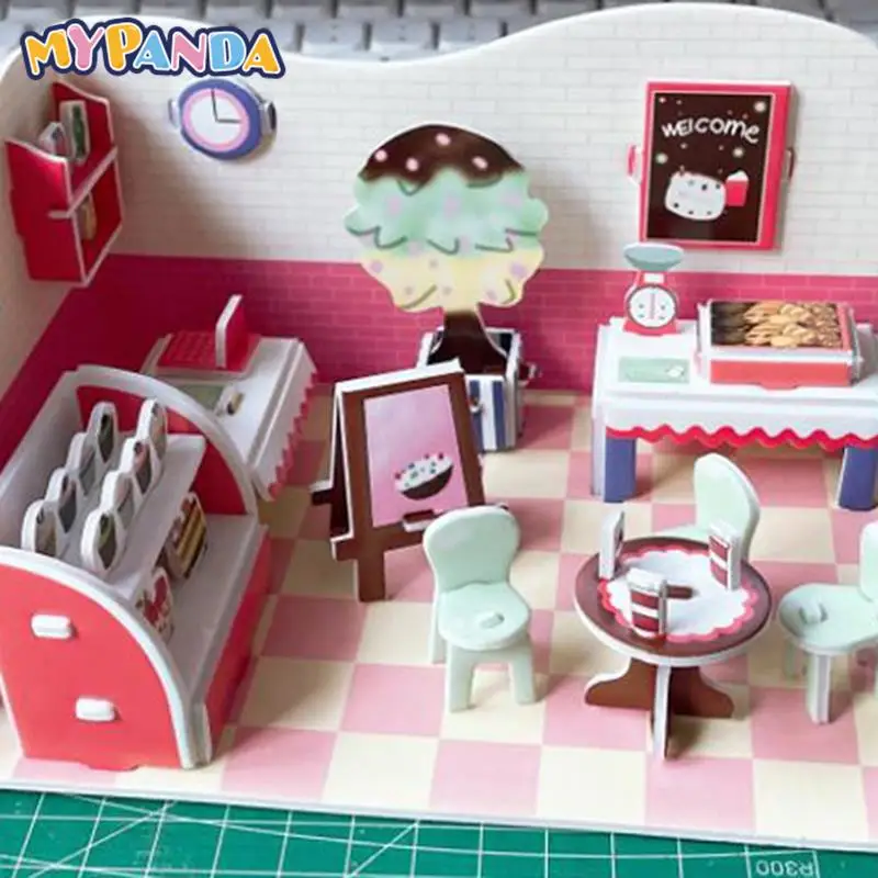 

1 Набор Забавный бумажный кукольный домик «сделай сам» с мебелью миниатюрный магазин игрушки для детей девочка мальчик для игрушек подарки на день рождения