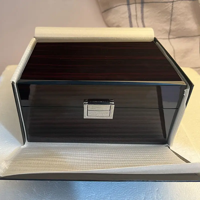 Premium wooden watch box with lacquer finish and soft cushion interior – ideal for storage or gifting, includes free shipping in Singapore.
