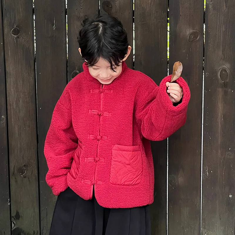 

Boy Coat New Year Coat Children Festive Baby Boys Winter Red Cardigan 2024 New Chinese Winter Fur Coats Tang Winter Jackets