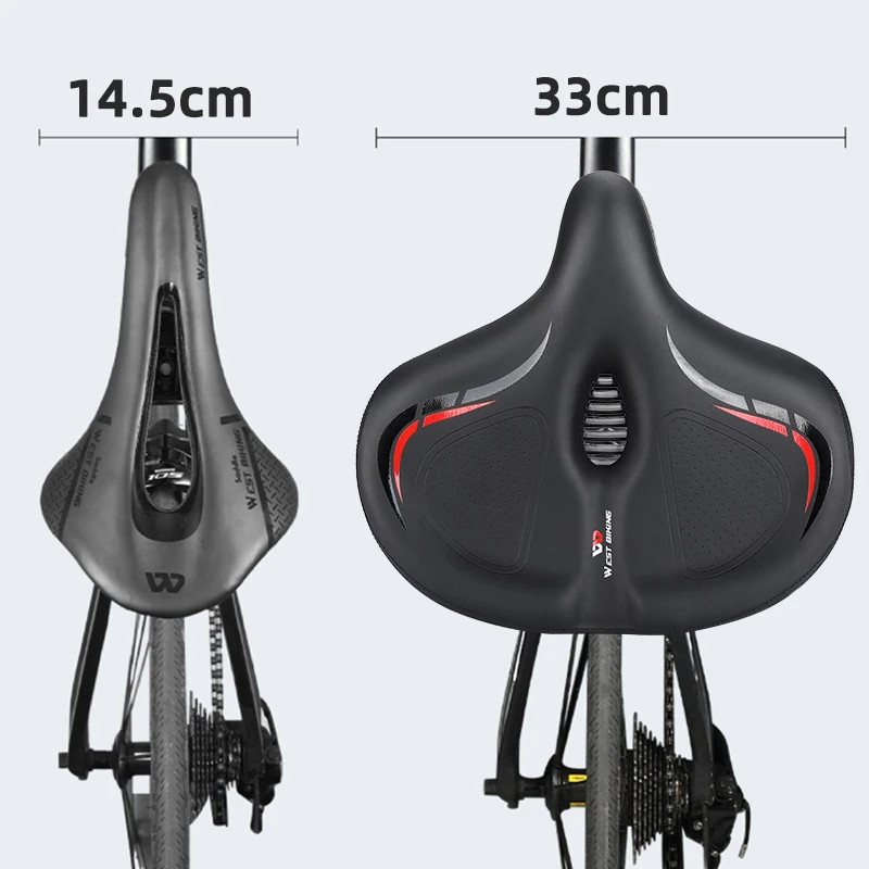 WEST BIKING Widen&Thicken Bicycle Saddle Soft Shock Absorption Oversize Bike Cushion Hollow Breathable MTB Road Cycling Seat bicycle saddle
