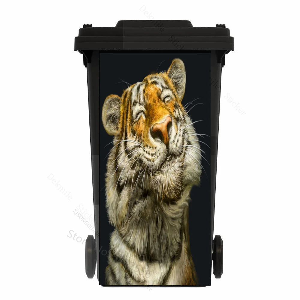Trash Can Sticker Funny Animals Renew Rubbish Bin Sticker Vinyl Removable Waterproof Sticker Decals Fashion Ktichen Accessory Home Decoration Gift