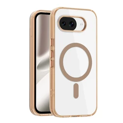 Luxury Clear Acrylic Magnetic Case with Wireless Charging and Shockproof Bumper Cover - Google Pixel 10a (Desert Gold)