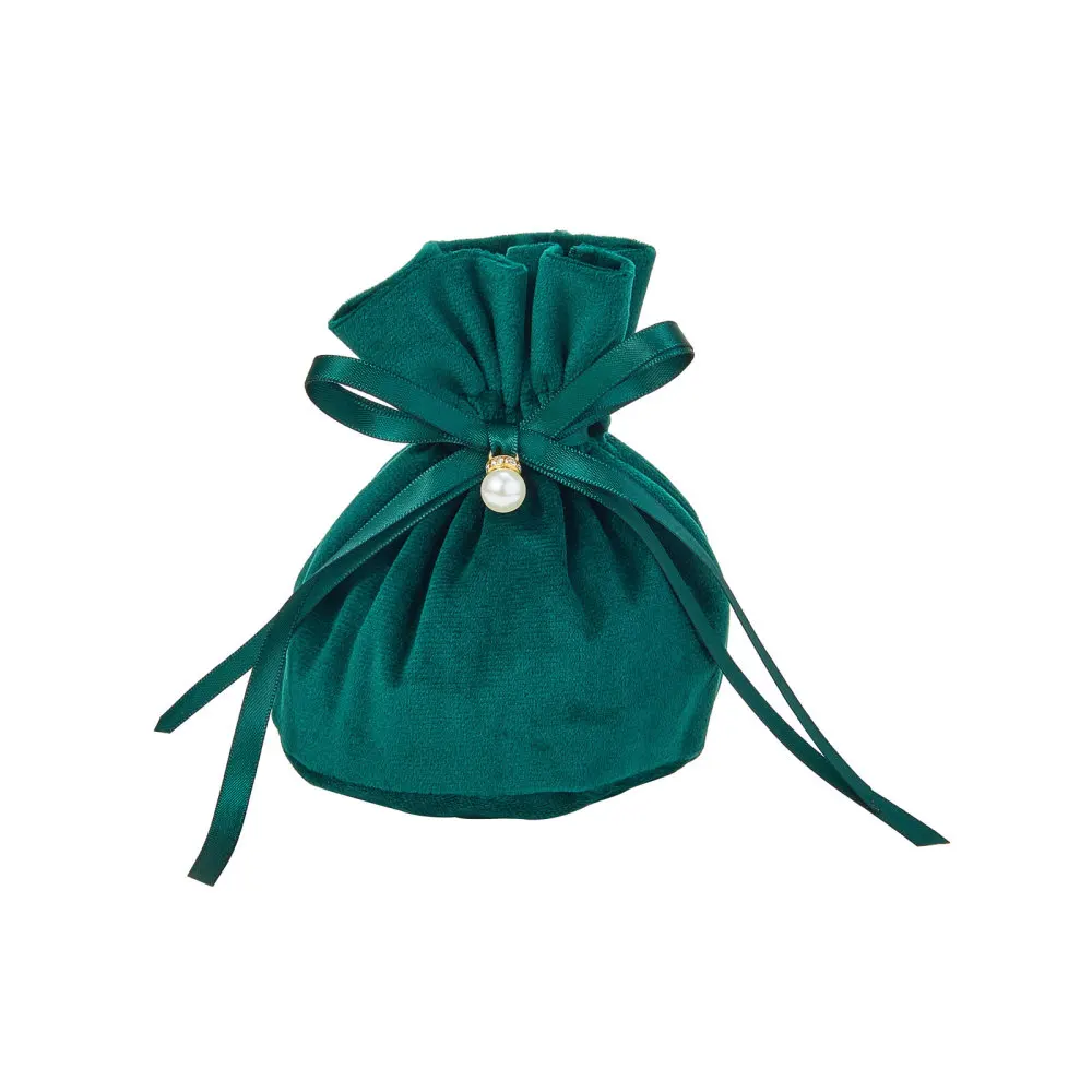 10 Pcs Dark Green Round Bottom Drawstring Velvet Cloth Gift Pouches Jewelry Bags Charm for Wedding Christmas, Party Birthday 50pcs lot moon star organza bags 7x9mm 9x12mm 11x16mm 13x18mm small christmas drawstring gift bag charm jewelry package pouches