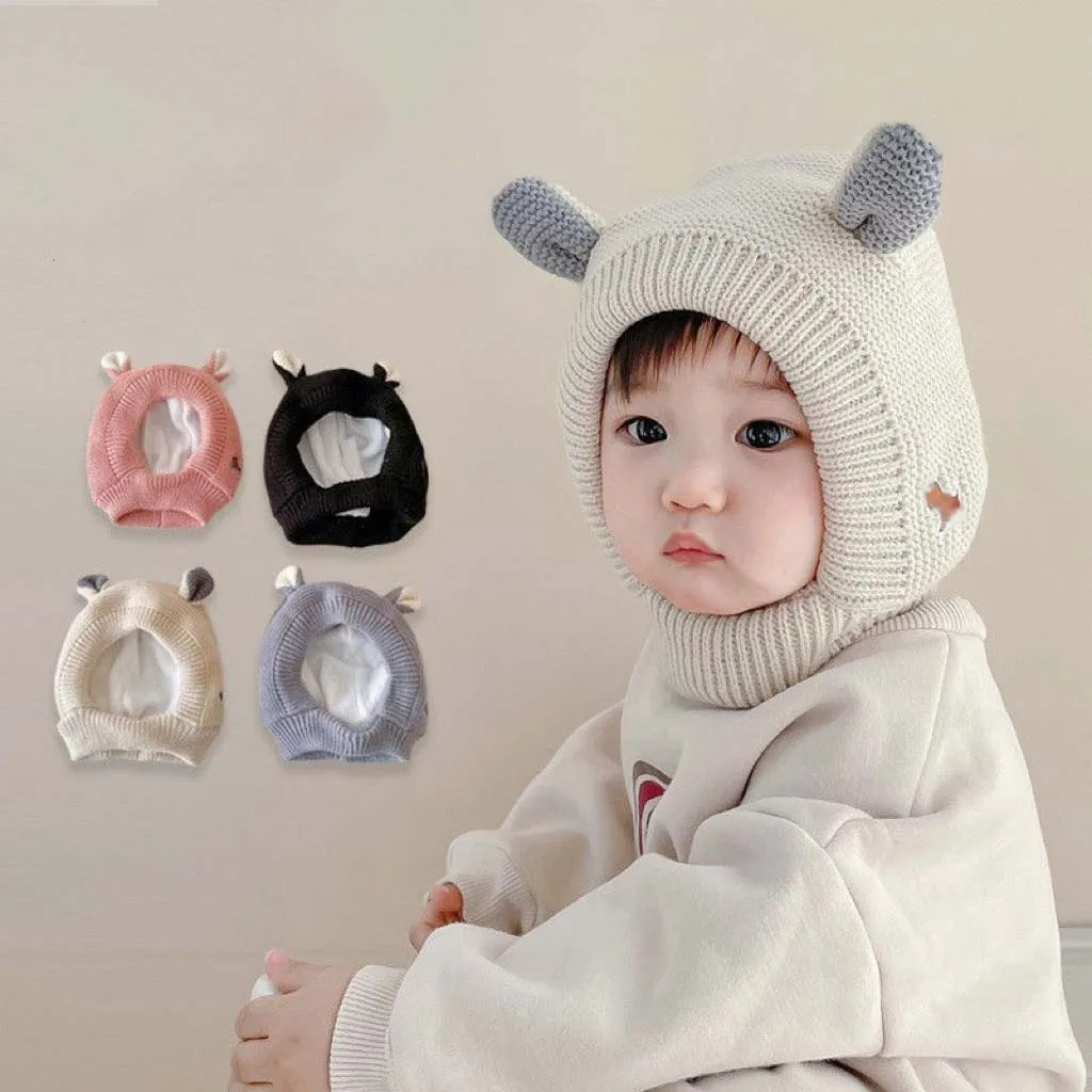 Cute Winter Baby Hat With Ea Plush Thickened Chidlren Ear Protection Cap Girls Boys Wool Hats
