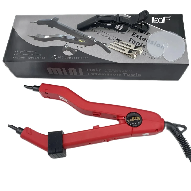 EU plug Red JR609 Quality Black Heat Hair Connector Temperature Controllable Heat Iron Hair Extension Tools Kit hair extension tool