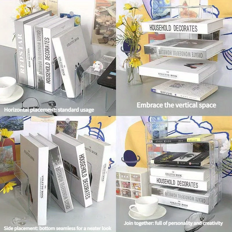 3pcs Clear Bag Storage Divider Closet Finishing Divider Purse Handbag Storage Rack Transparent Book Organizer Stand 3