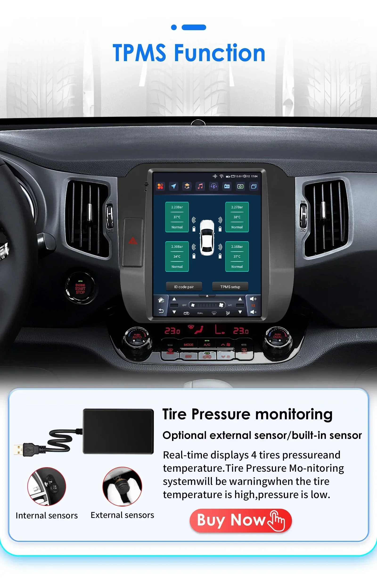 Hizpo 9,7'' Android 14 Auto-Multimedia-Player für KIA Sportage 3 2010–2016 GPS Carplay 4G Intelligenter Bildschirm Autoradio 360 C – Detail 25