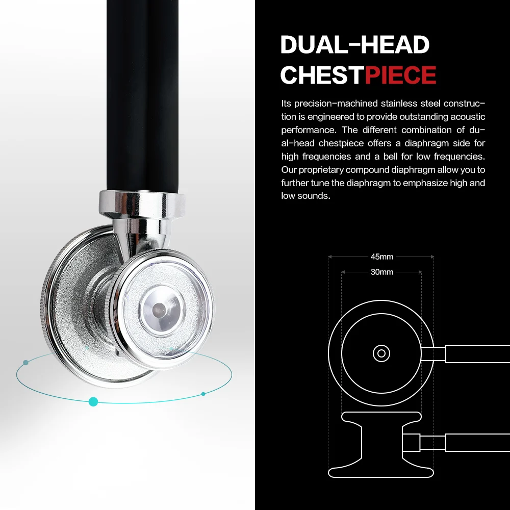 Sinocare Portable Dual Head Stethoscope Cardiology Stethoscope Doctor Student Medical Home Equipment Device