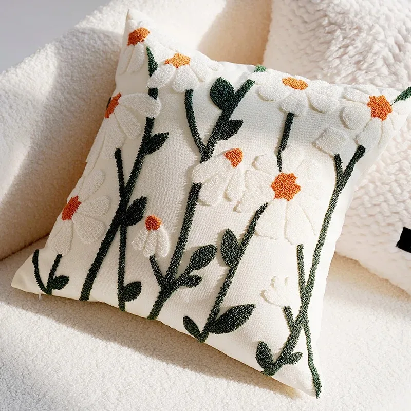 Blue Floral Throw Pillow Cover – Luxury Nordic Decorative Cushion Cover