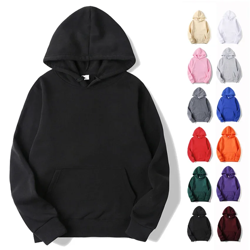 

Men's and women's hooded sweatshirt, black and white wool sweater, unisex