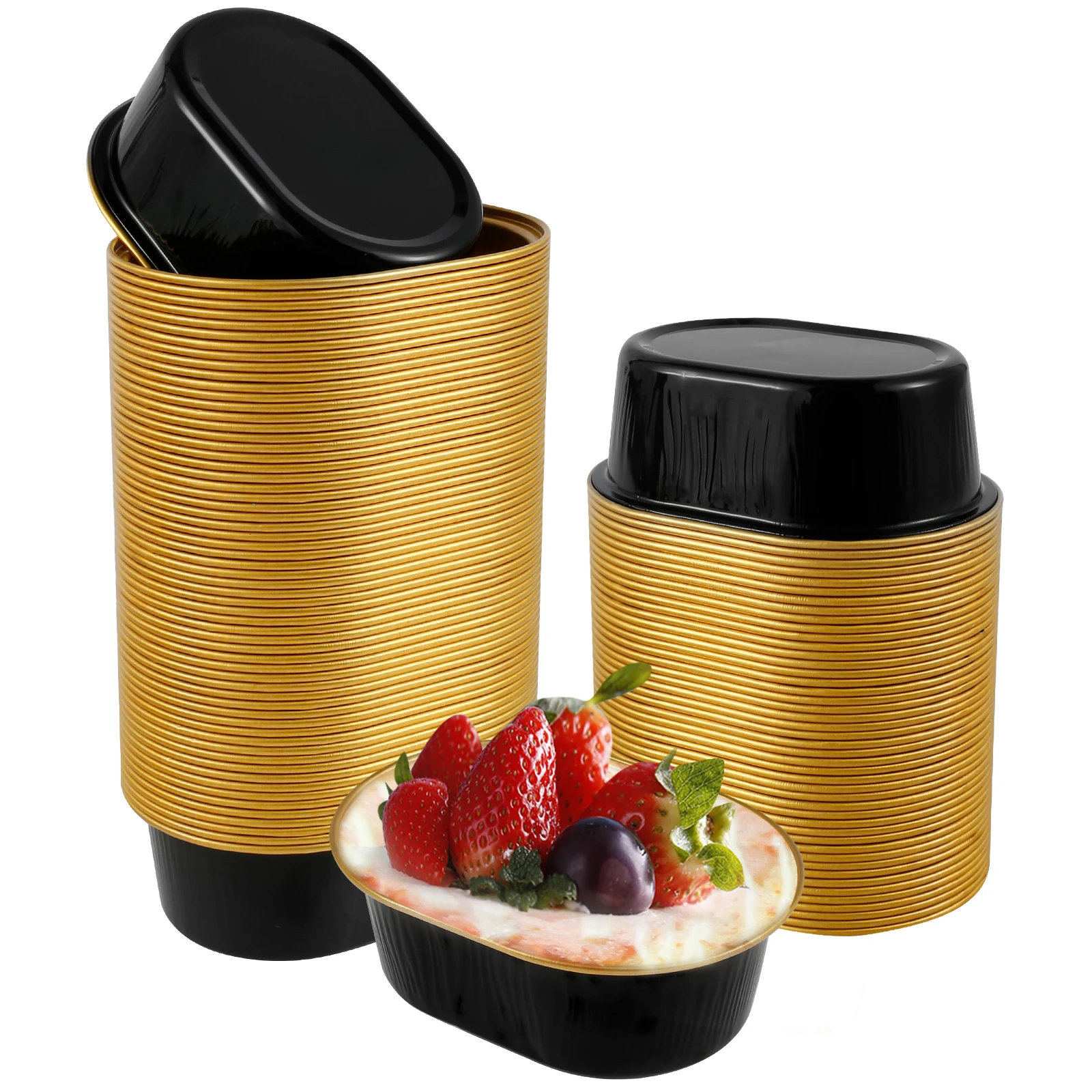 Cake Decorating Tools Cake Baking Mold Cake Baking Pans 100/50 Pcs Aluminum Foil Cake Container Heat Resistant Aluminum Foil Baking Cup Mini Cake Liner With Clear Lid Baking Supplies