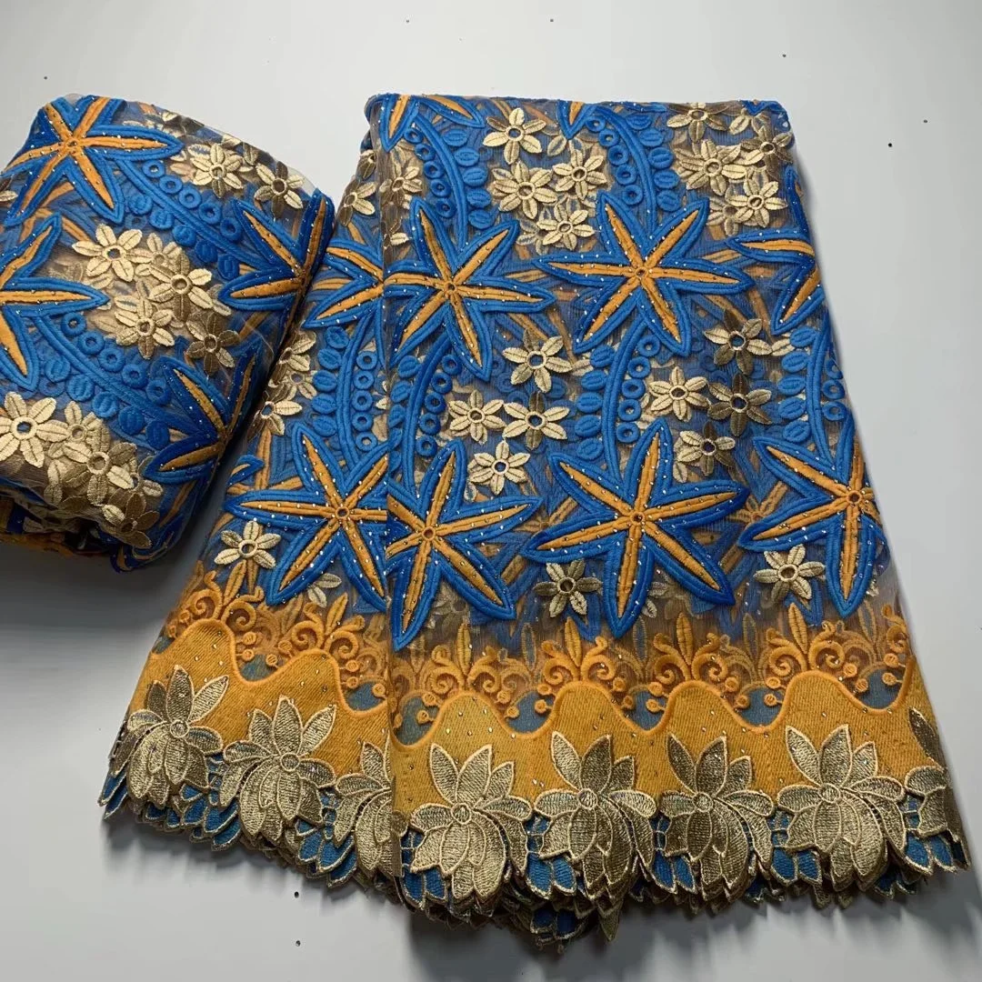 2022 High Quality African Lace Fabric With Stones African Embroidery Guipure Lace Fabric For Nigerian Net Lace Women Dress 
