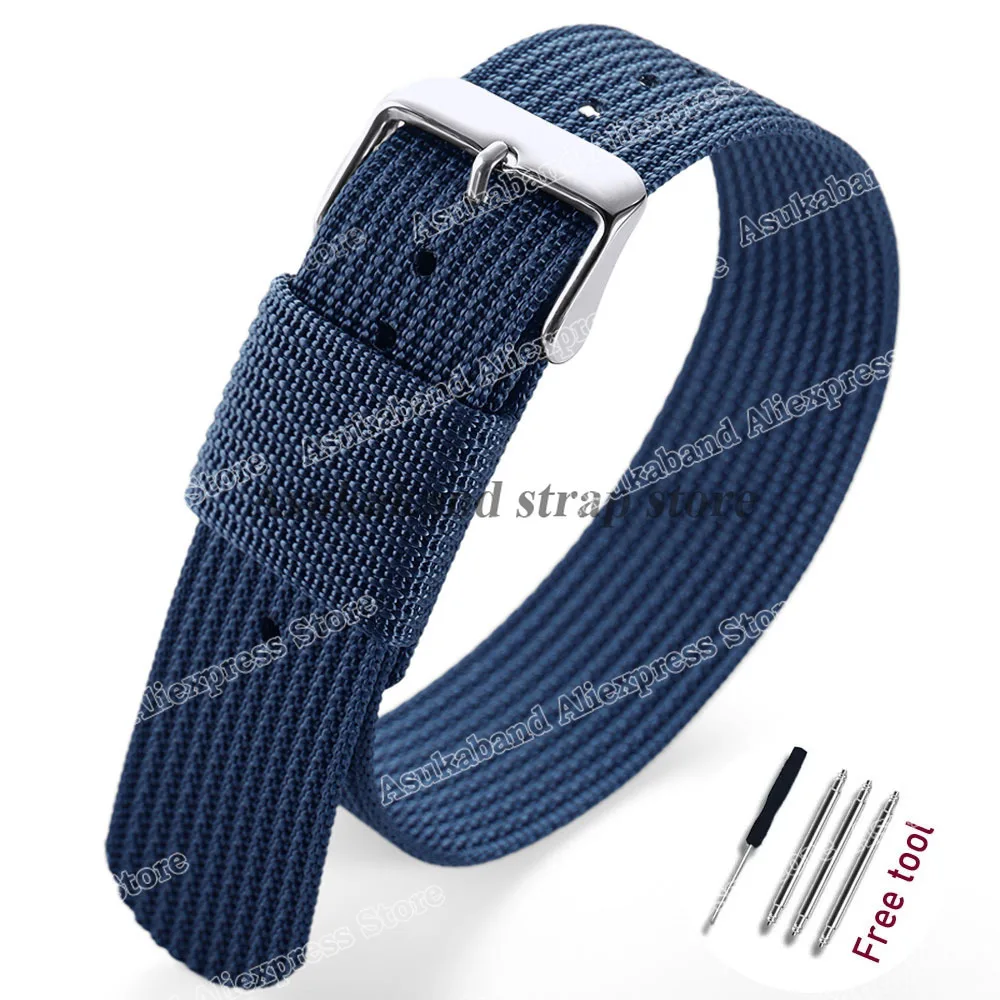 Black and Green Nylon Braided Men's Army Sports Watch Strap - Breathable and Wear-Resistant