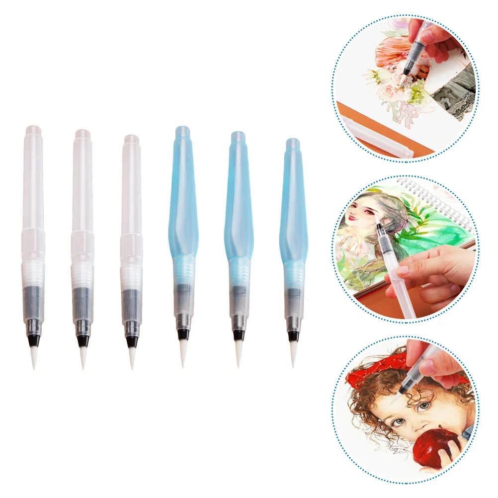 

6 Pcs Writing Brush Tips Pen Water Coloring Pens Empty Painting Tools Pointy Child