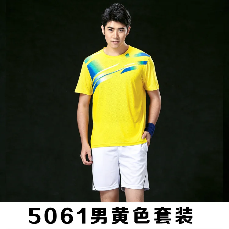 Men Badminton Shirt+Shorts Table Tennis Jersey Clothes Breathable Quick Dry Short Sleeved Sportswear Fitness Tennis T-shirt