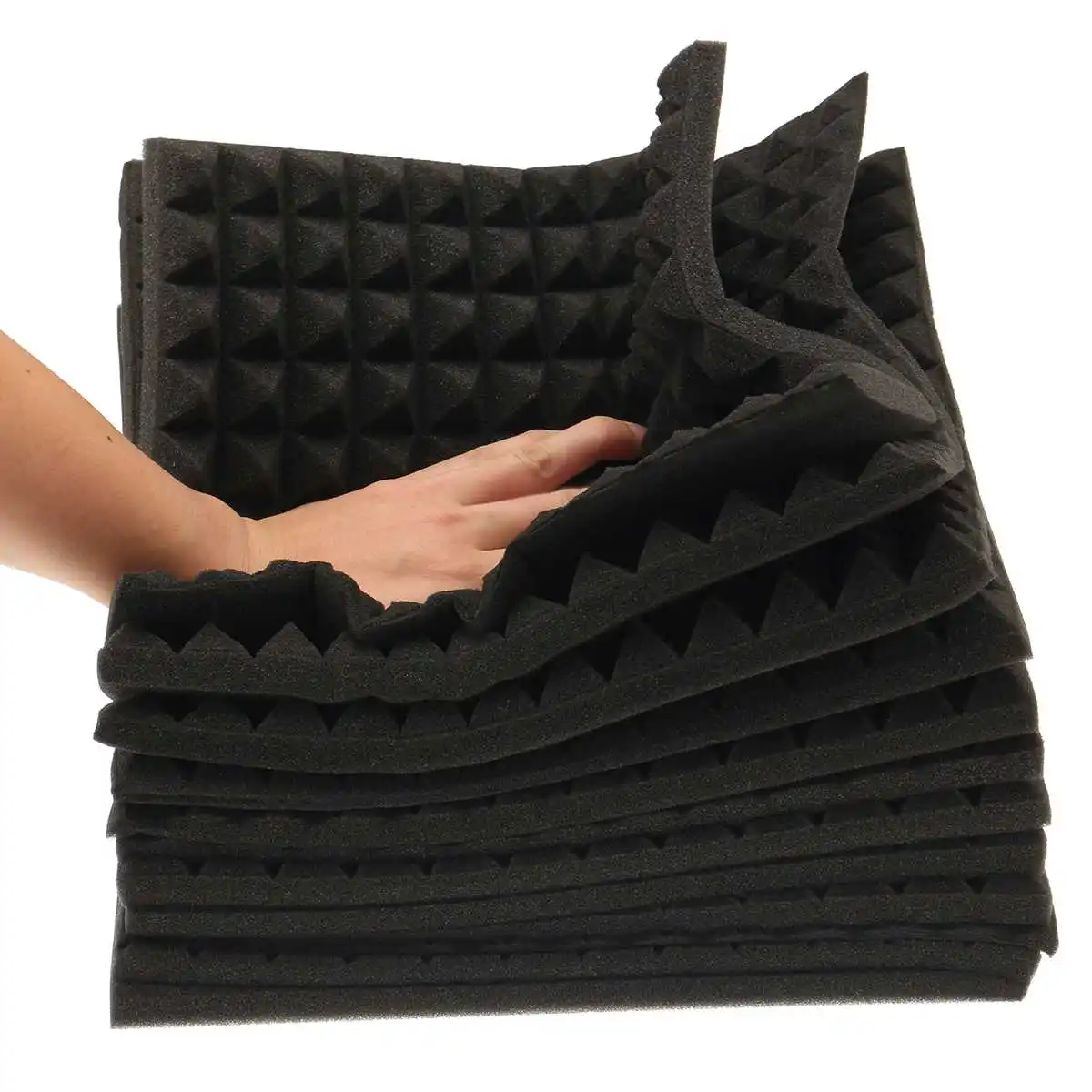 12X Black Studio Acoustic Soundproofing Foam 30*30*3cm Sound Absorption Pyramid Studio Treatment Wall Panels DIY Decor